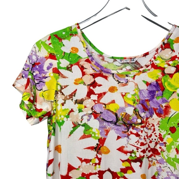 NEW Jams World Daisy Patch Floral Girls Scoop Neck Tiered Dress Sz Large - Picture 3 of 13